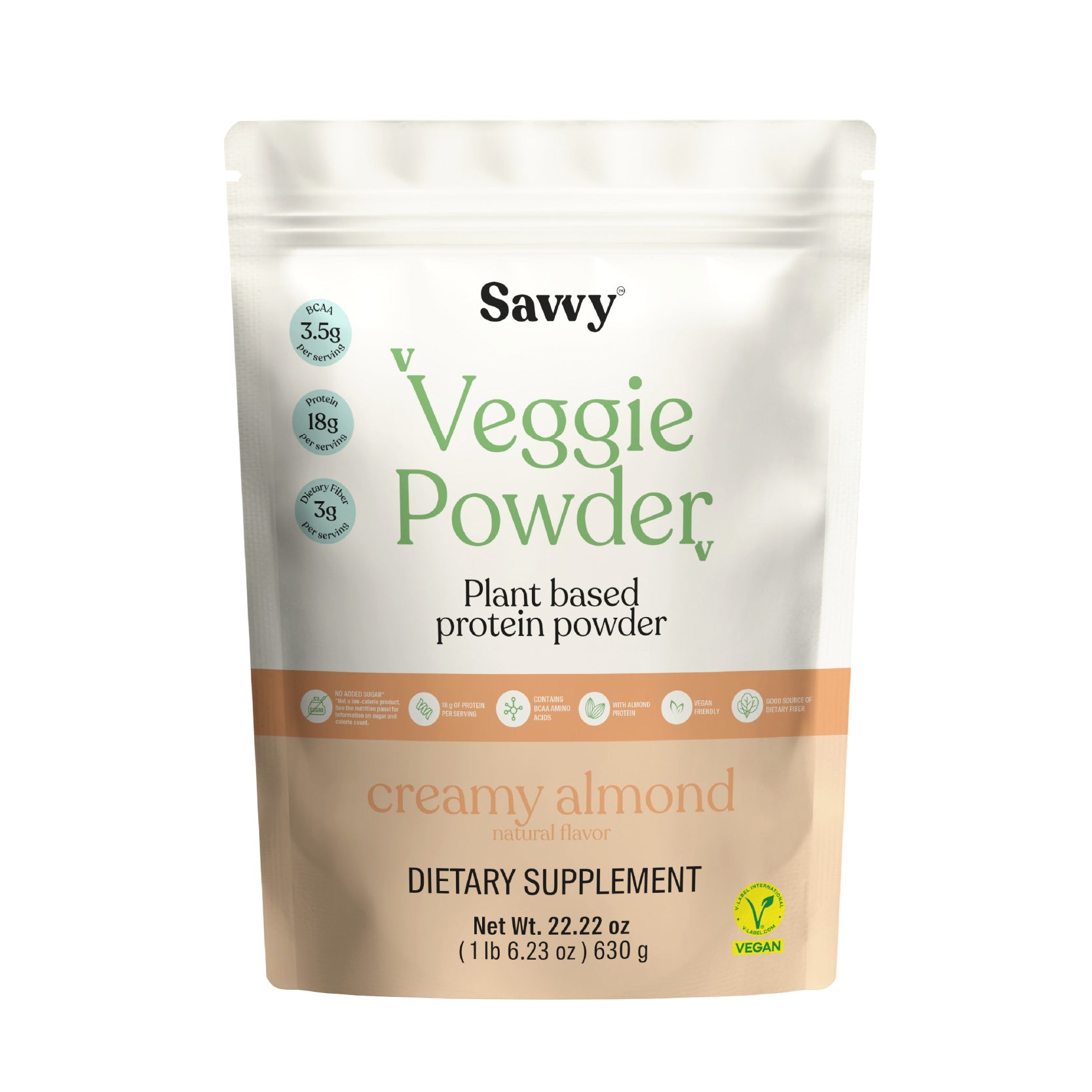 Savvy Veggie Powder Creamy Almond | Plant-Based Protein Powder with ...